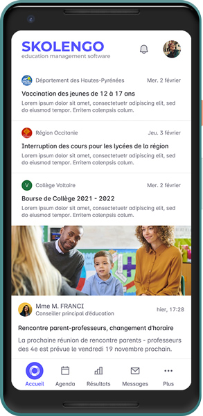 actualités page d'accueil skolengo ENT