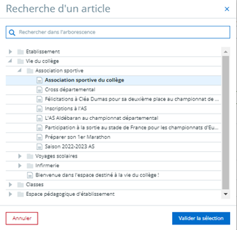 Ajouter un article dans une communication ciblée