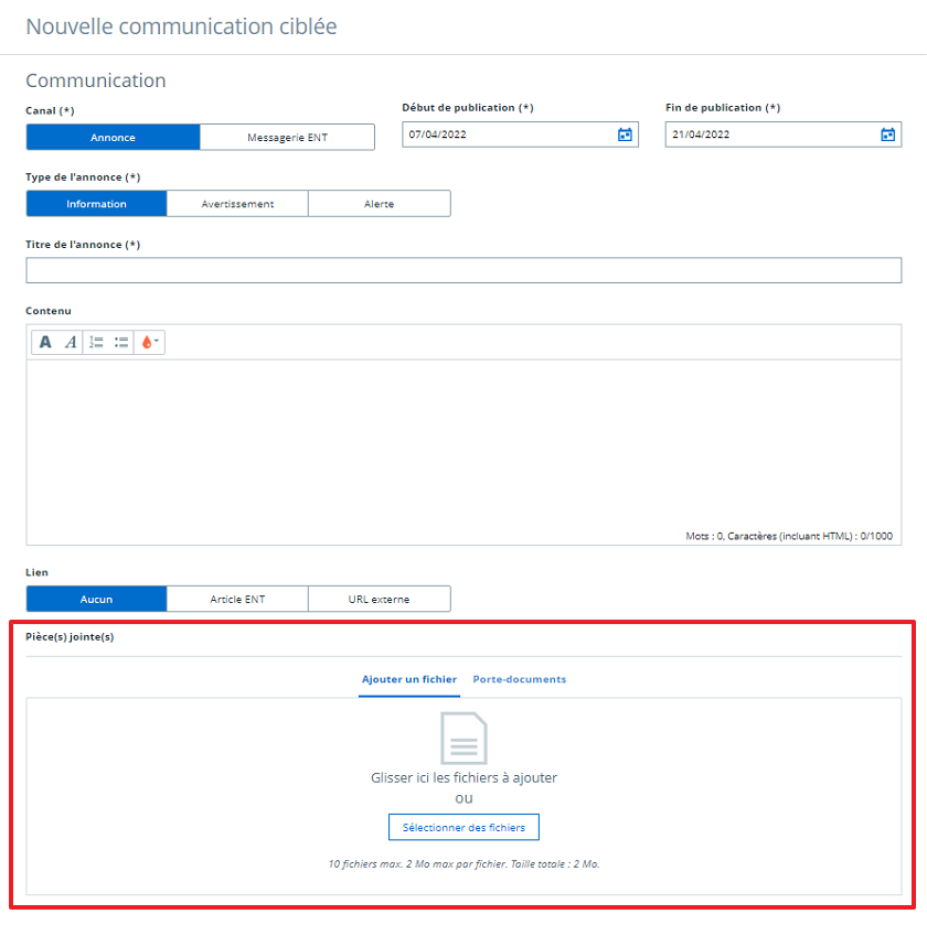 Ajouter une pièce jointe à votre communication ciblée