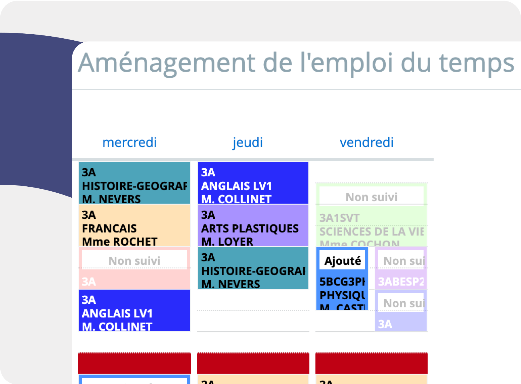 emploi du temps