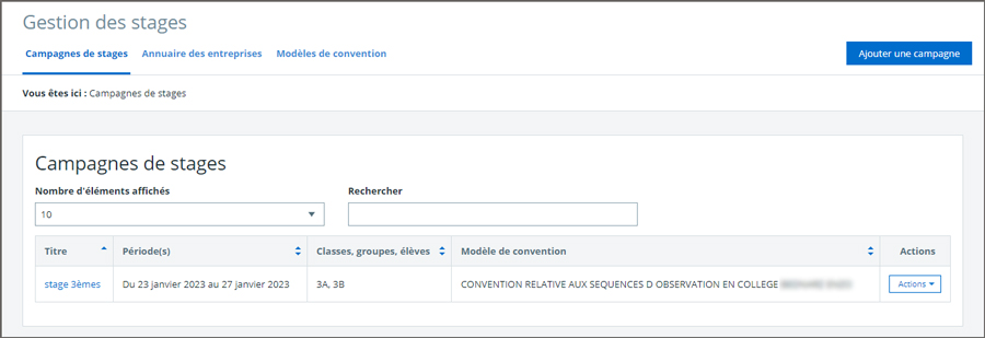 Gestion des stages avec Skolengo