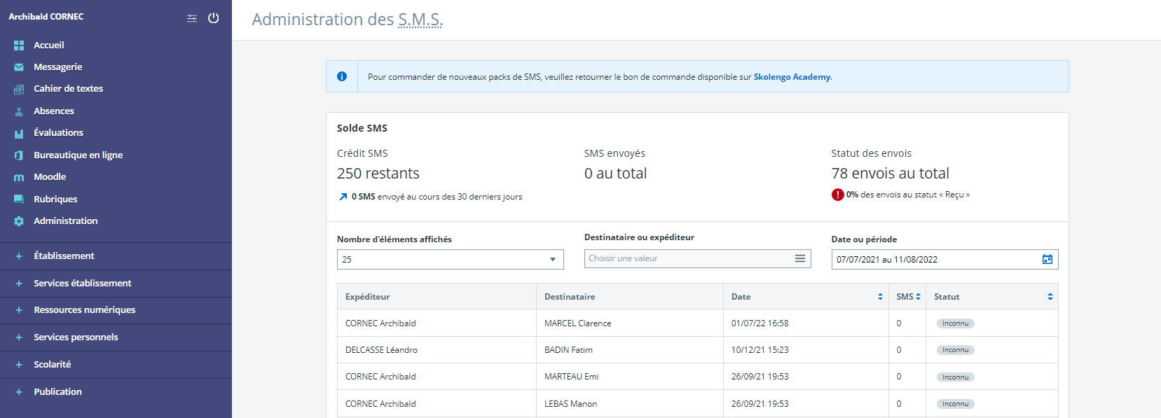 gestionnaire de sms