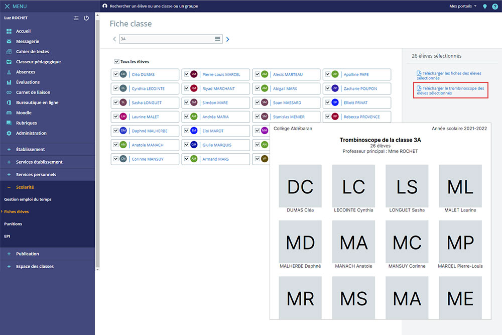 trombinoscope classe élèves